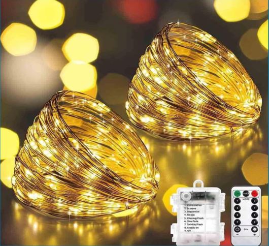2-Pack Fairy Diwali LED String Lights – 66FT, 200 LED