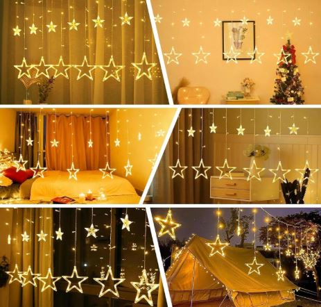 Ramadan Star Curtain Lights – 2M, 138 LED, Warm White